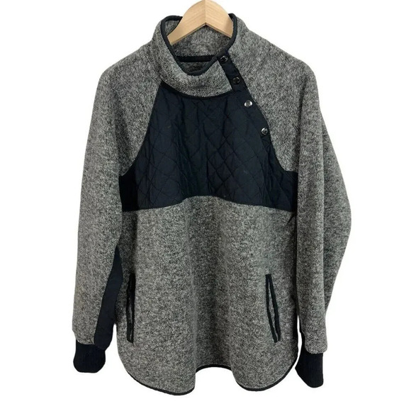 Abercrombie & Fitch Quilted Asymmetric Snap Button Fleece Pullover Size Large - Picture 1 of 7